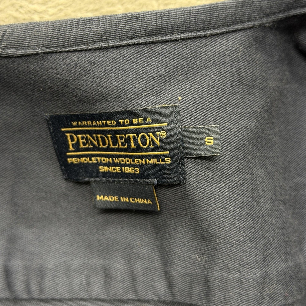 Pendleton Jacket Womens S Blue Collarless Short Twill Snap Pockets Unlined - Picture 2 of 6